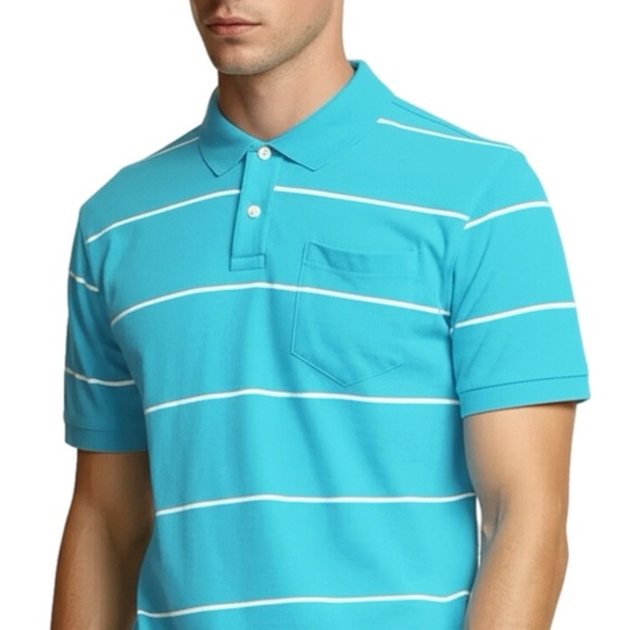 BROOKS BROTHERS Mens Performance Polo Short Sleeve Original Fit Large Blue White - Picture 1 of 10